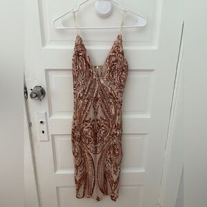 FASHIONNOVA Elegant Sequin Embellished Dress